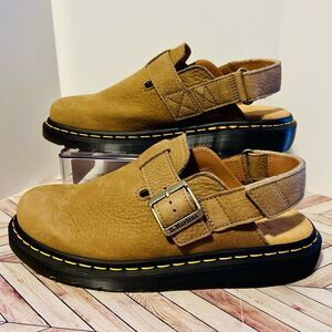 Dr Martens Jorge II Tumbled Nubuck Savannah Tan Leather M 9 W 10 Slingback Mules